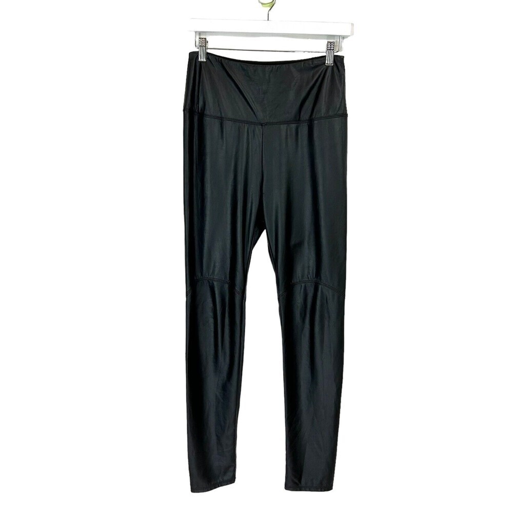 Lysse Legging Women Medium Black High Waist Faux Leather High Rise Pull On